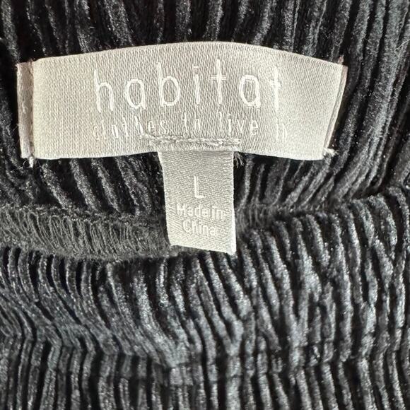 Habitat Pants Women L Black Soft Textured Wide Leg High Rise Pull On Lagenlook - Picture 2 of 14